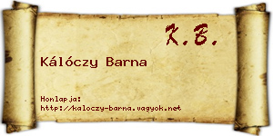 Kálóczy Barna névjegykártya