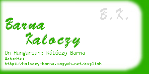 barna kaloczy business card