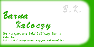 barna kaloczy business card